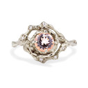 Platinum double halo morganite engagement ring by Olivia Ewing Jewelry