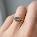 14K Yellow Gold Laurel Sapphire Three Stone Ring by Olivia Ewing Jewelry