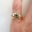 14K Yellow Gold Unity Montana Sapphire Three Stone Ring by Olivia Ewing Jewelry