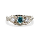 14K white gold green Montana sapphire engagement ring  by Olivia Ewing Jewelry