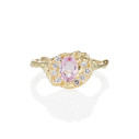 Pink sapphire and yellow gold engagement ring by Olivia Ewing Jewelry