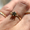 14K Yellow Gold Garland Grey Diamond Solitaire Ring by Olivia Ewing Jewelry