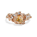 14K rose gold tree inspired engagement ring with gold quartz by Olivia Ewing Jewelry