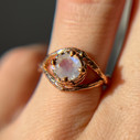 14K Rose Gold Moonstone Engagement Ring by Olivia Ewing Jewelry