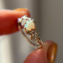 14K White Gold Feyre Goddess Opal Cluster Ring by Olivia Ewing Jewelry