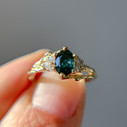 14K Yellow Gold Feyre Oval Montana Sapphire Cluster Ring