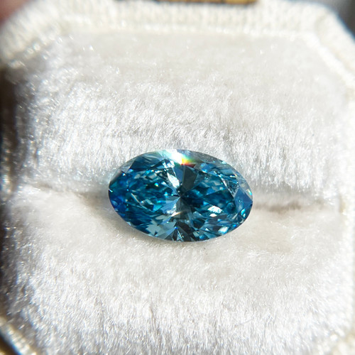 Oval Fancy Vivid Blue Lab Grown Diamond | Loose Gemstone