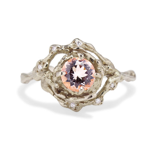 Kallati Heirloom Cushion Halo Morganite & Diamond Engagement Ring in 1 –  KALLATI