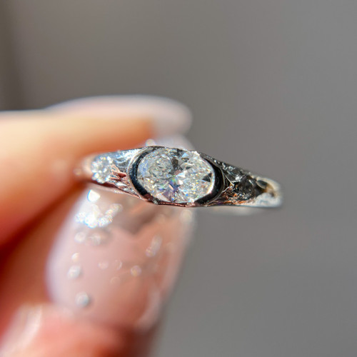 Calais Bezel Set Oval Diamond Engagement Ring Olivia Ewing