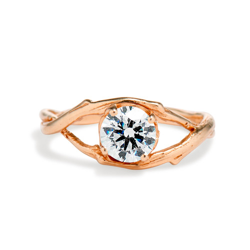14K Rose Gold One Carat Princess Cut Diamond Ring | Barkev's