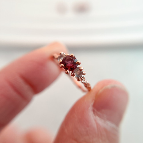 Rhodolite Garnet & Diamond Halo Ring | 10kt – Burton's Gems and Opals