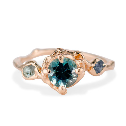 Naples Teal Blue Sapphire Trio Ring | Olivia Ewing