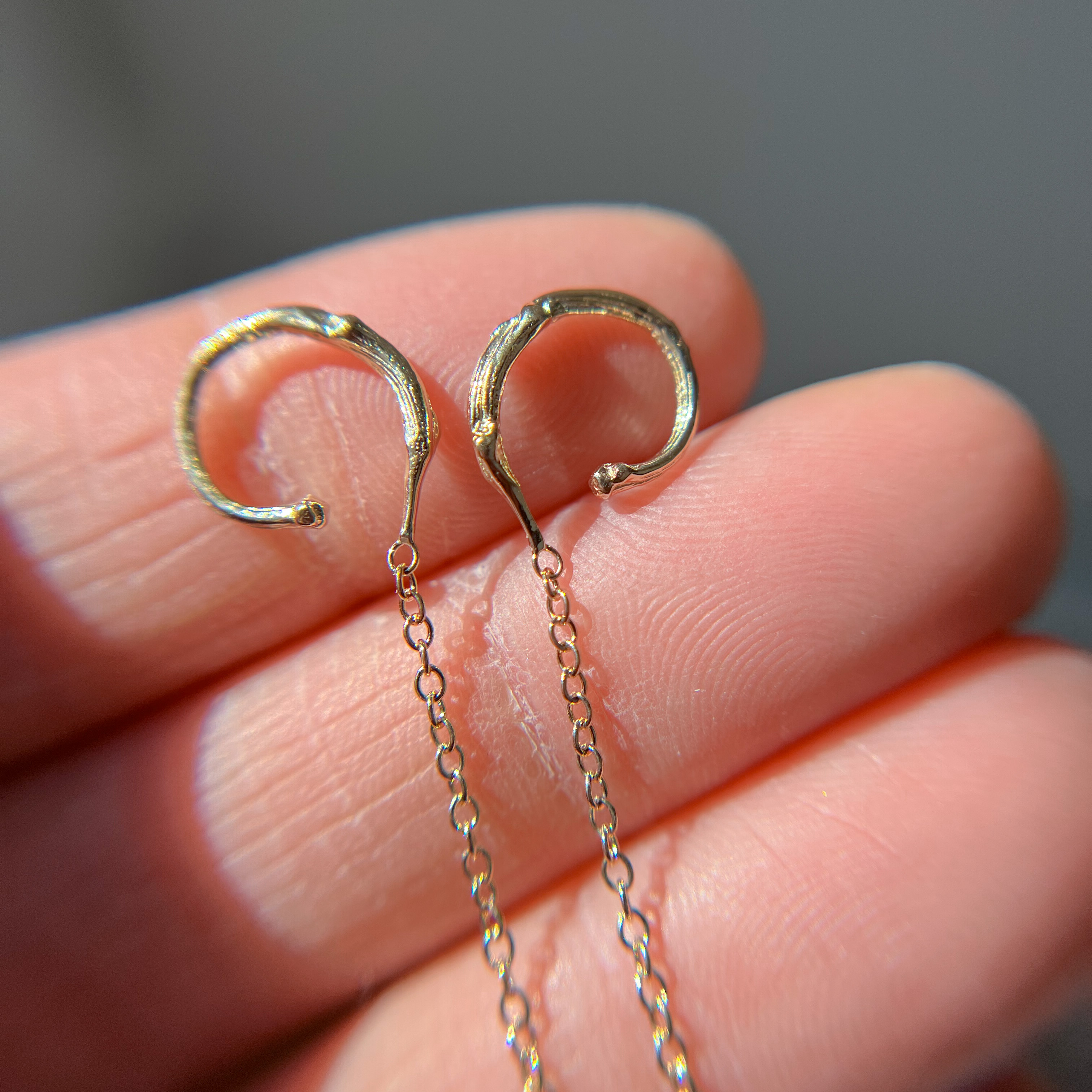 Rowan Trinity & Chain Hoops - 14K Gold Over Sterling Silver