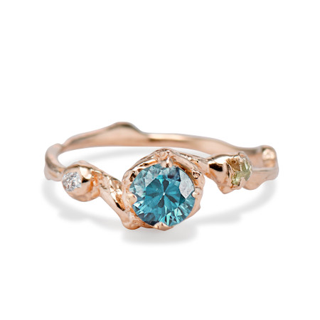 Naples Teal Blue Sapphire Trio Ring | Olivia Ewing