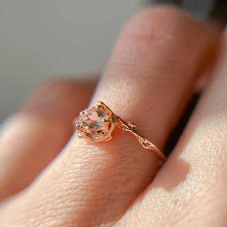 Emerald Cut Morganite Edwardian Engagement Ring in 14 Karat Rose Gold |  Filigree Pink Gold Heirloom — Antique Jewelry Mall