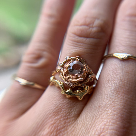 Custom Diamond, Morganite, and Peridot Cluster Ring - Bario Neal