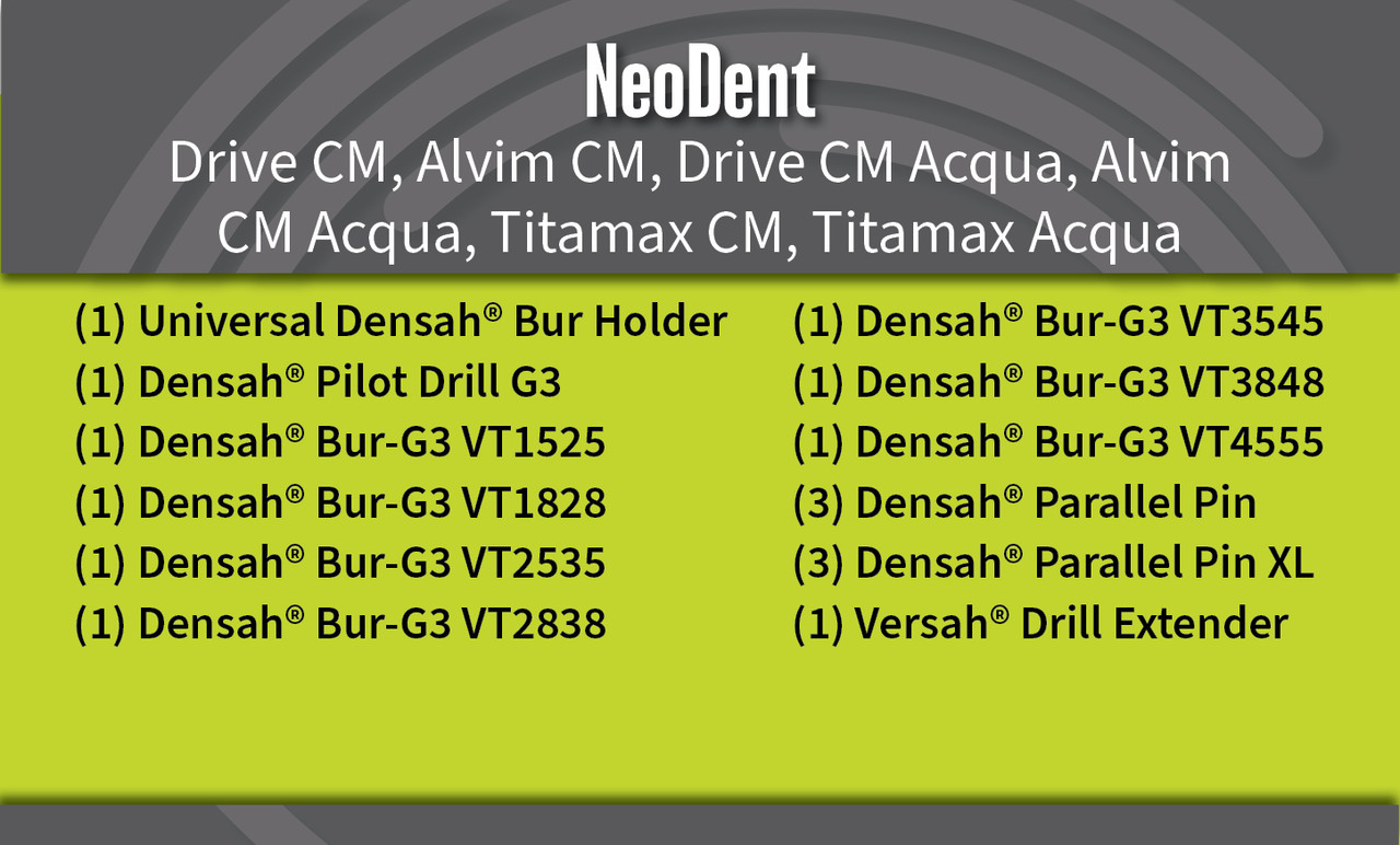 Universal (Regular) DENSAH® Bur Kit with Pilot Drill
