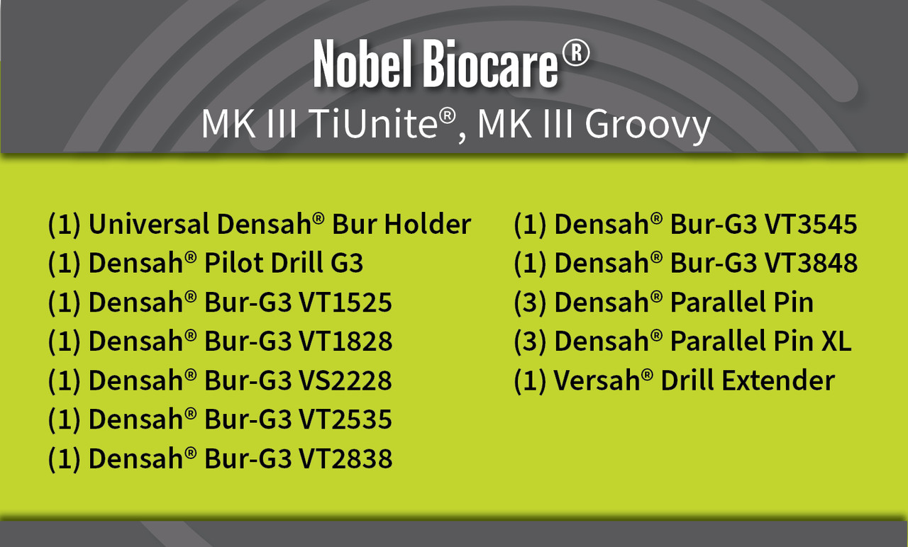 Universal (Regular) DENSAH® Bur Kit with Pilot Drill
