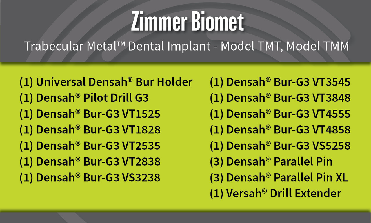 Universal (Regular) DENSAH® Bur Kit with Pilot Drill