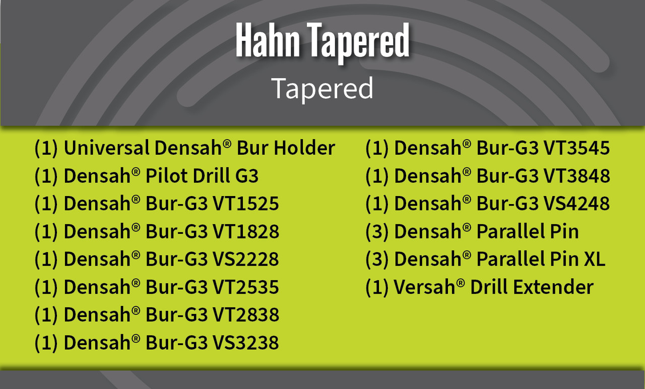 Universal (Regular) DENSAH® Bur Kit with Pilot Drill