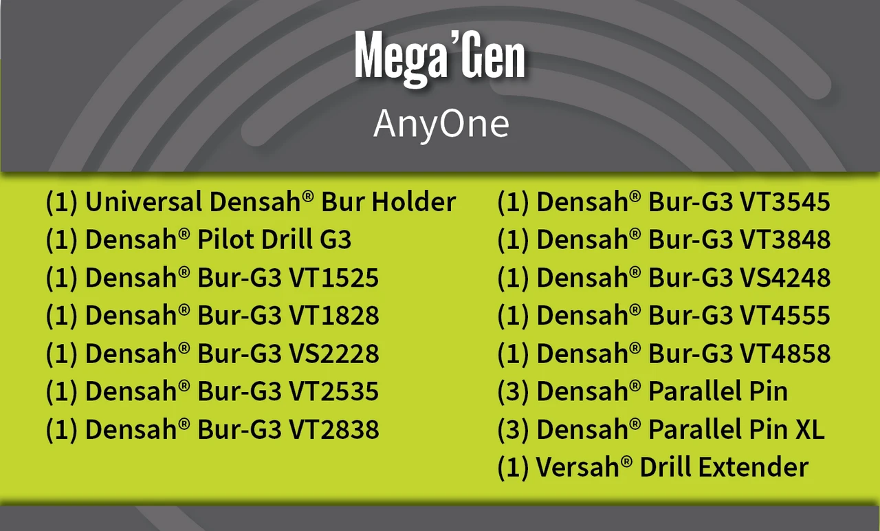Universal (Regular) DENSAH® Bur Kit with Pilot Drill
