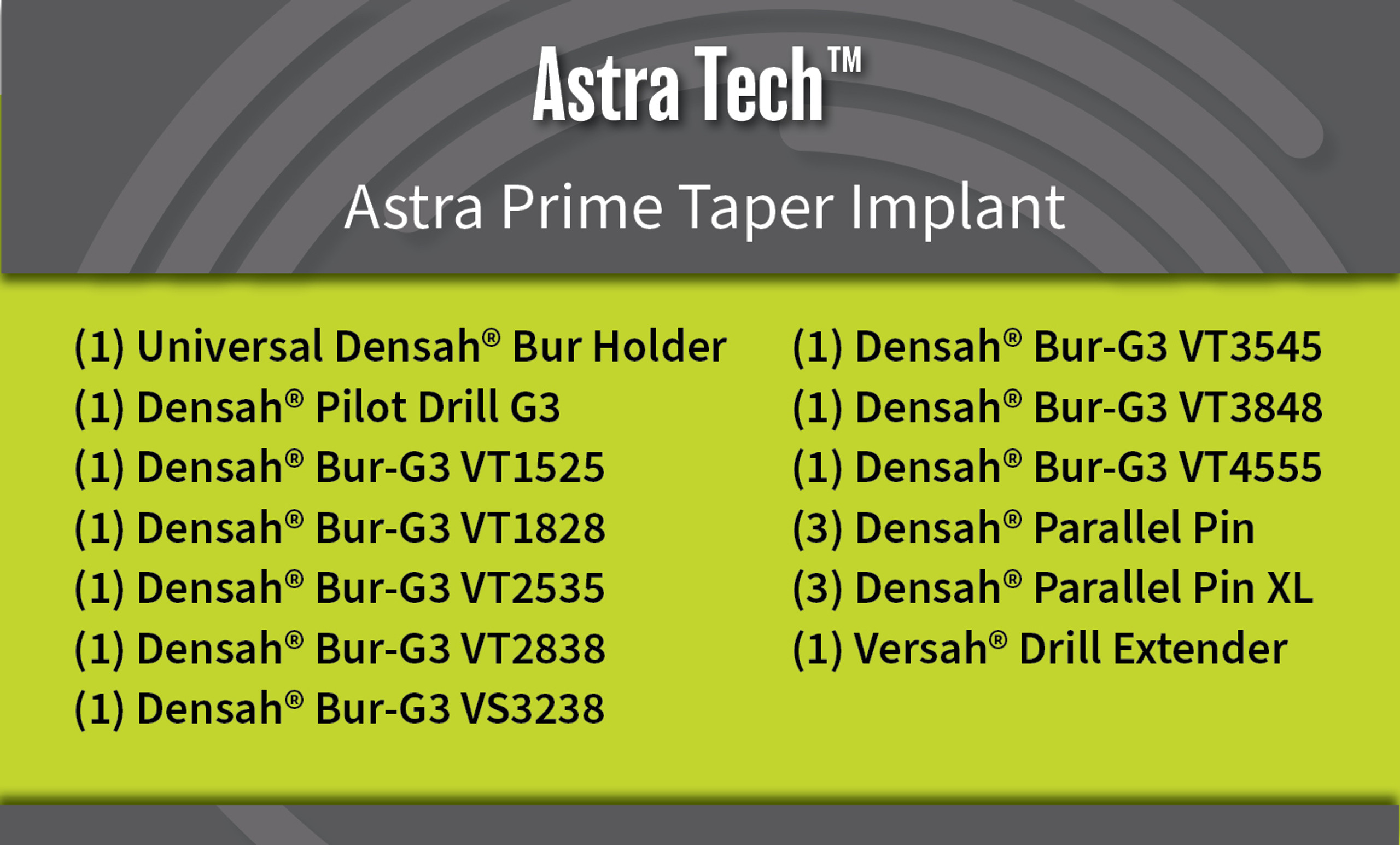 Universal (Regular) DENSAH® Bur Kit with Pilot Drill