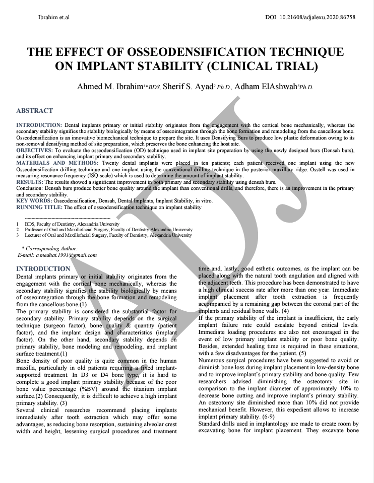 clinical trial, dental implants, osseointegration, osteotomy 