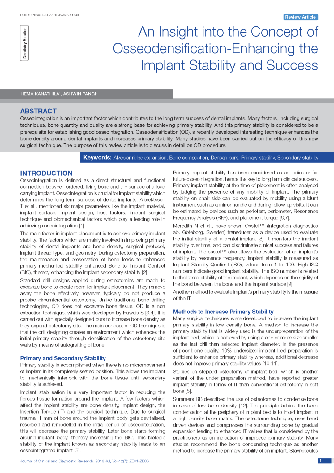 implant site preparation; implant survival; biomechanics; histological analysis. 