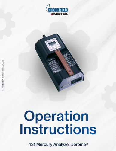 Jerome 431 Mercury Analyzer Operation Manual