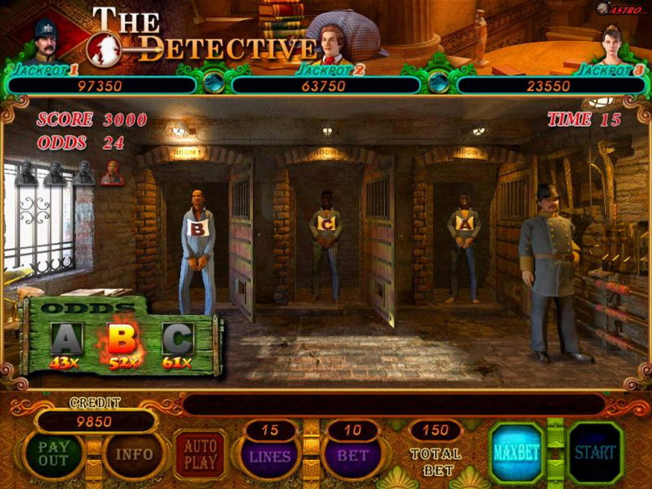 The Detective Game By Astro - VGA 15 Liner - Great Lakes Amusement