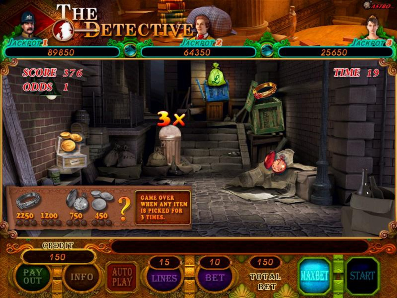 The Detective Game By Astro - VGA 15 Liner - Great Lakes Amusement