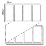 102mm x 73mm - White Thermal Transfer Fanfold Perforated Labels, Permanent Adhesive, (6000/box) L10523