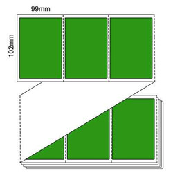 102mm x 99mm - Green Thermal Transfer Fanfold Perforated Labels, Permanent Adhesive, (4000/box) L10561