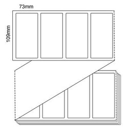 109mm x 73mm - White Thermal Transfer Fanfold Perforated Labels, Permanent Adhesive, (6000/box) L10655