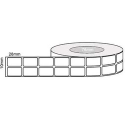 28mm x 10mm - White Thermal Transfer Poly Labels, Permanent Adhesive, 76mm core, (20,000/roll) L11385