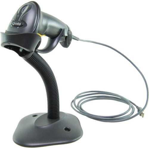 Zebra LS2208 Barcode Scanner USB Black with Stand SCMOLS2208-SR20007R-UR