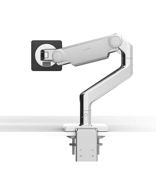 Humanscale M8.1 Single Monitor Arm using an Angled/Dynamic arm link, Clamp Mount in Polished Aluminium with White Trim MSHUM81CMWBTBINDAUS Humanscale M8.1 Single Monitor Arm using an Angled/Dynamic arm link, Clamp Mount in Polished Aluminium with White Trim MSHUM81CMWBTBINDAUS