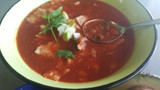 Easy Mexican style tomato, bean and tortilla soup. 