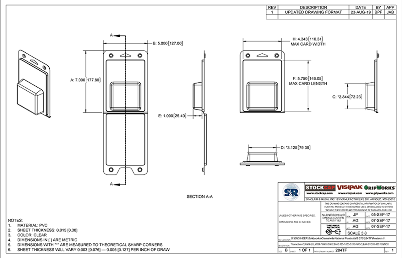 284TF - Stock Clamshell Packaging Technical Drawing