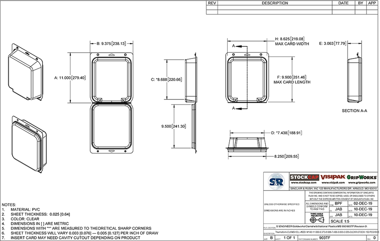 903TF - Stock Clamshell Packaging Technical Drawing