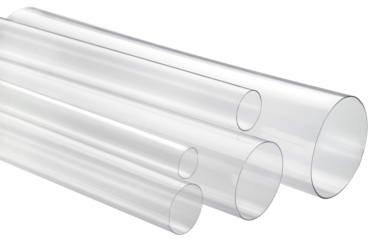 5" x 4' Thin Wall Round Clear Plastic Tube