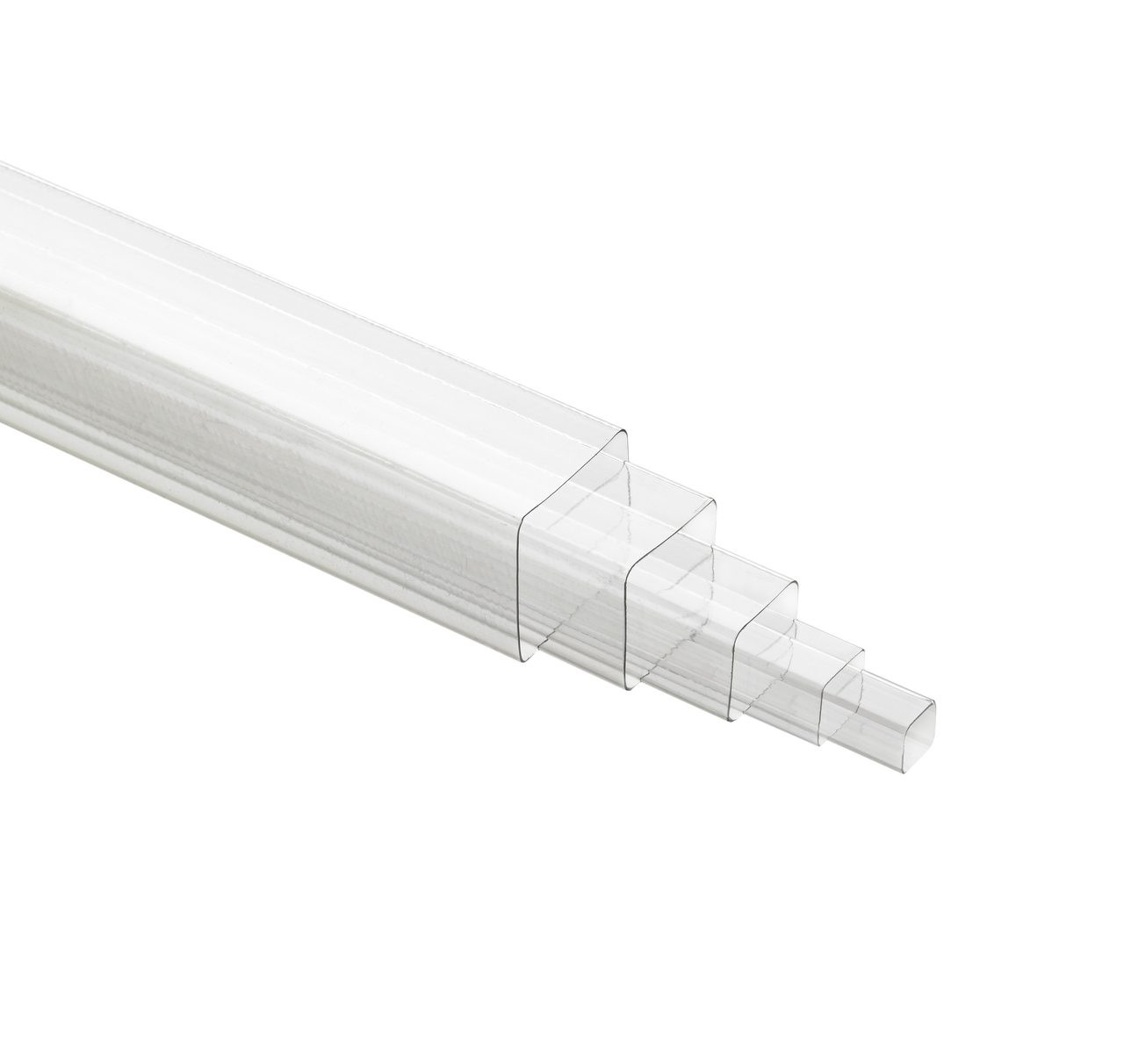 1-1/4" x 4' Medium Wall Square Clear Plastic Tube