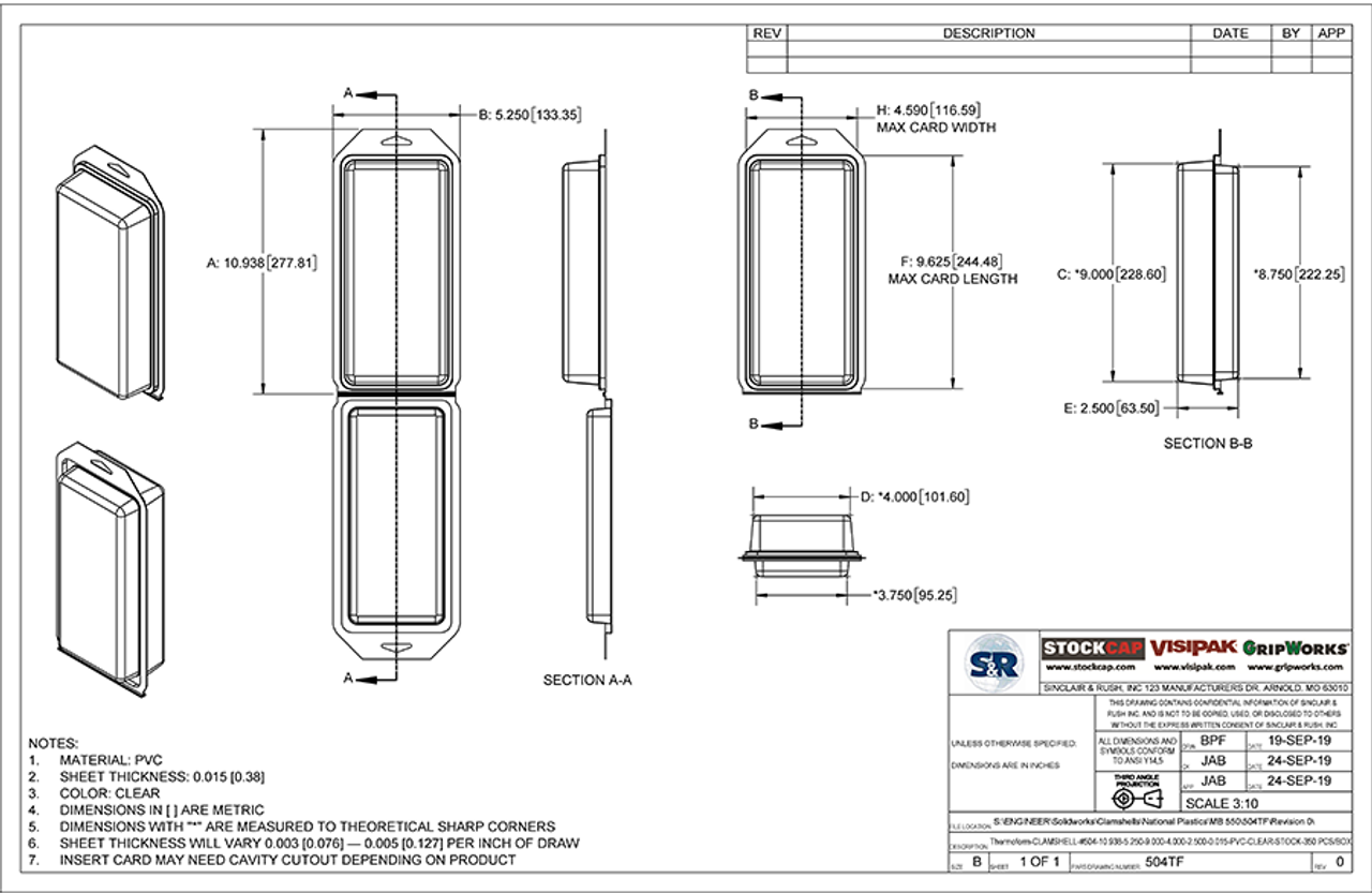 504TF - Stock Clamshell Packaging Technical Drawing