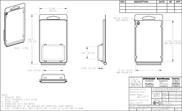 843681 - Stock Clamshell Packaging Technical Drawing