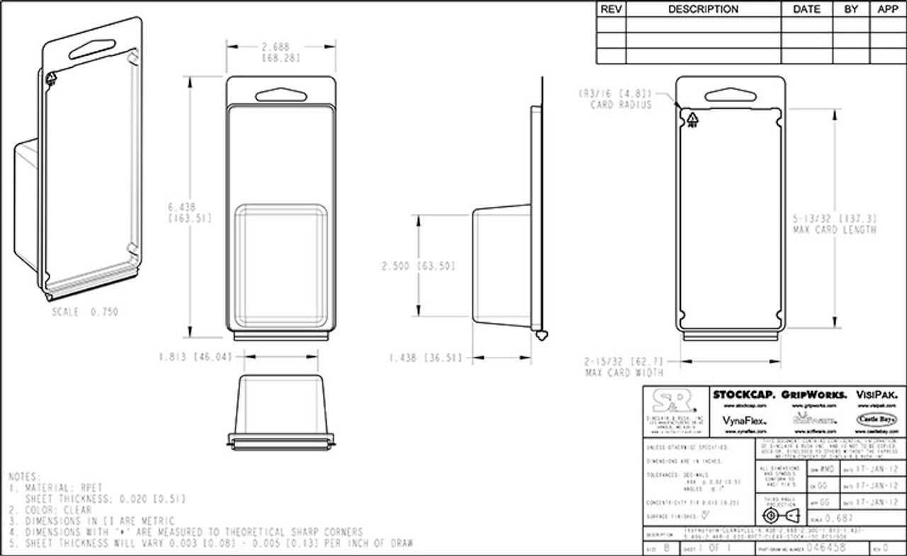 046458 - Stock Clamshell Packaging Technical Drawing