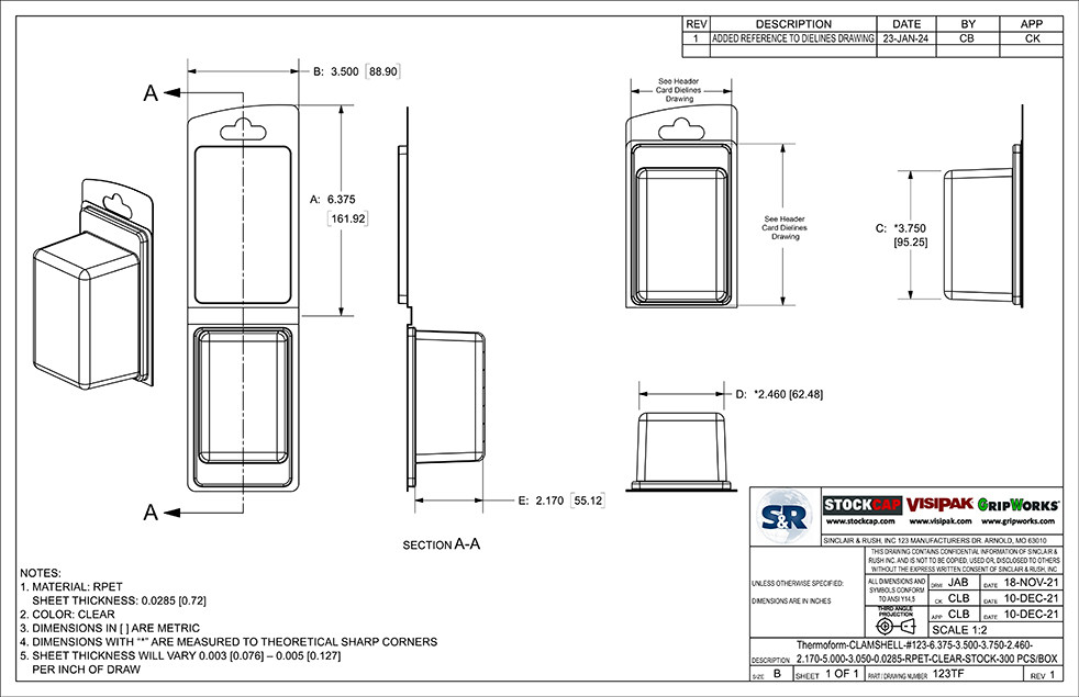 123TF Stock Clamshell Technical Drawing