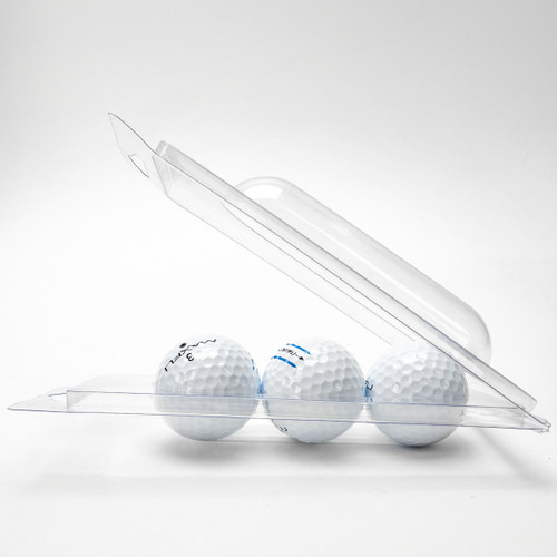 103-Large - 3-Ball Double Hang Hole Golf Ball Clamshell Clear Package Opened 103-Large - 3-Ball Double Hang Hole Golf Ball Clamshell Clear Package Opened