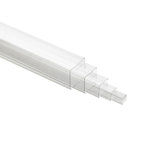 1" x 4' Standard Wall Square Clear Plastic Tube