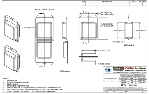 752TF - Stock Clamshell Packaging Technical Drawing