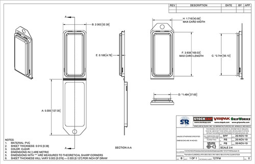 72TFM - Stock Clamshell Packaging Technical Drawing